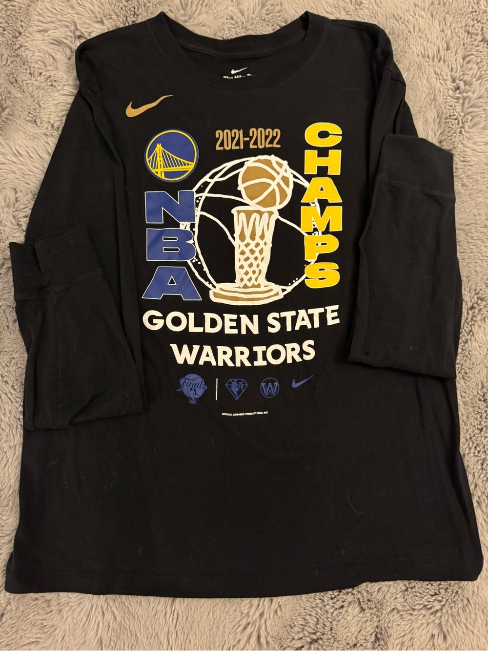 Nike Black Golden State Warriors NBA Champs Long Sleeve Black T-shirt
